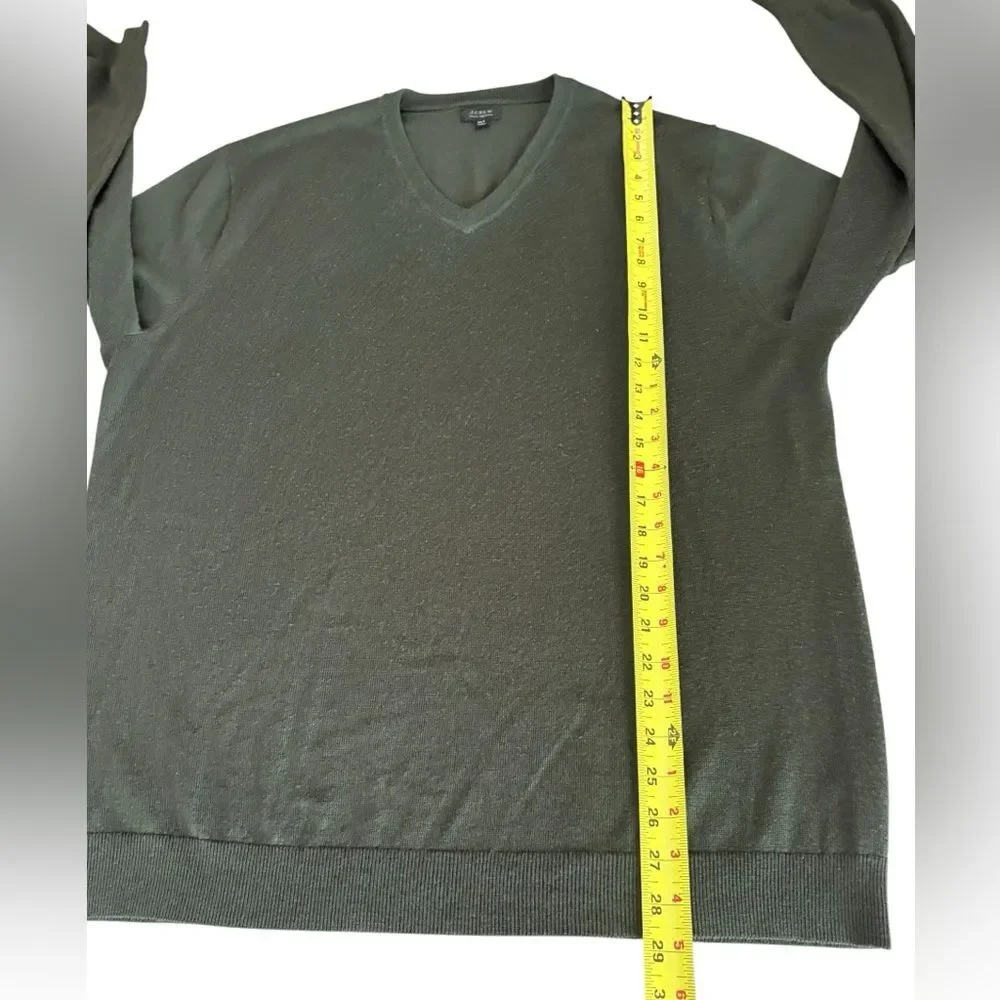 J Crew Washable Merino Wool V Neck Sweater Olive Green Mens XL Tall